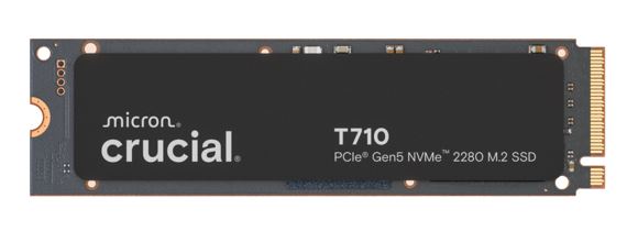 Crucial T710 2TB PCIe Gen5 NVMe 2280 SSD - 14500/13800 MB/s R/W 1200TBW 2.3M IOPs 1.5M hrs MTTF with DirectStorage for Intel & AMD 5yrs Crucial T710 2TB PCIe Gen5 NVMe 2280 SSD - 14500/13800 MB/s R/W 1200TBW 2.3M IOPs 1.5M hrs MTTF with DirectStorage for Intel & AMD 5yrs